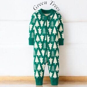 Hanna Andersson Chirstmas Holiday Trees Baby Zip Sleeper Organic Cotton NWOT